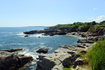Fototapeta na wymiar Rocky Coast at Casco Bay near Portland, Maine, USA.