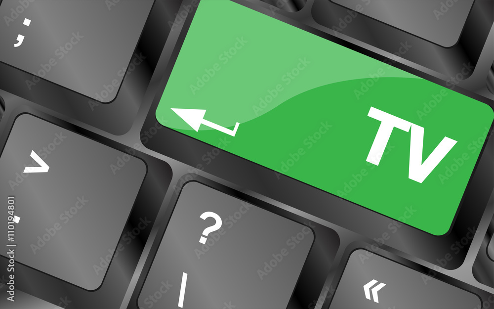Poster computer keyboard keys with tv button. keyboard keys icon button vector