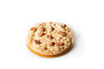 Almond cake on a white background