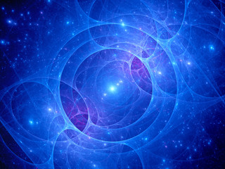 Fototapeta premium Niebieska świecąca brama wymiarowa w przestrzeni