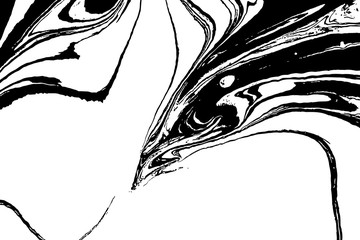 Obraz premium Abstract grunge background. Ink marbling texture. Black and white. Hand drawn marble illustration, ebru aqua paper and silk print. Traditional Turkish ebru technique. Painting on water. Distress.