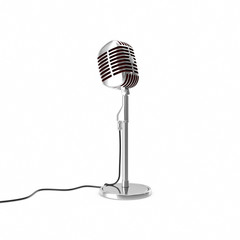 Vintage silver microphone on floor isolated. 3d illustration