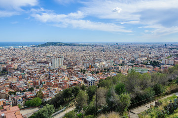 Fototapeta premium Panoramic view from Turo del Rovira in Barcelona, Spain