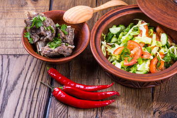 Roasted meat and vegetables