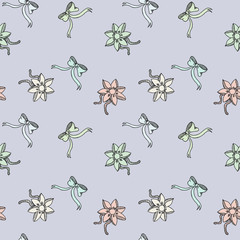 Seamless pattern background with handdrawn bows vector illustration