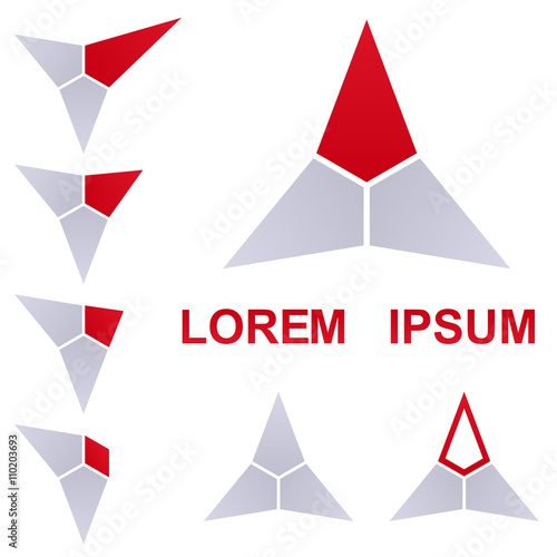 "Red and grey triangle logo set" Stock image and royalty-free vector