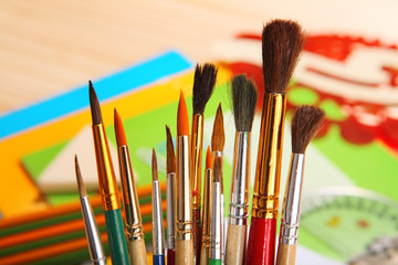 Paint brushes. Selective focus.