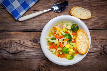 Bowl of minestrone soup.