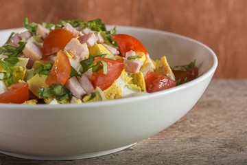 Salad with eggs and ham