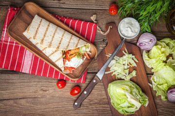 Tasty fresh wrap sandwich.