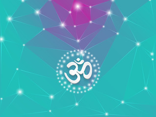 Polygonal background with light yogas symbol OM