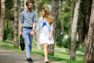 Fototapeta premium Beautiful couple taking a walk in nature