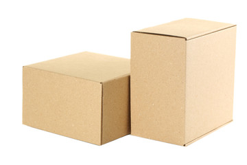 Empty cardboard boxes isolated on a white