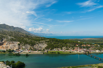 Fototapeta na wymiar View near Shkodar city from Rozafa Castle, Albania