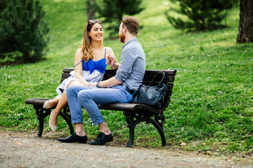 Romantic couple in park
