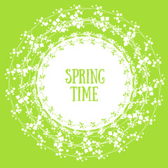 Background with white silhouette wreath on a green background