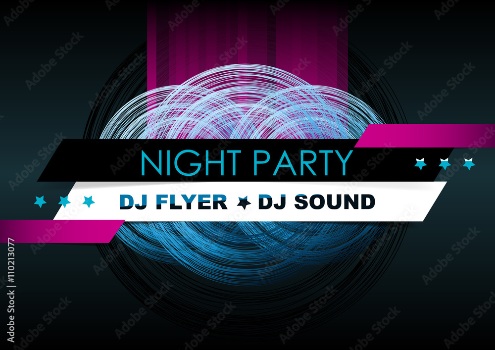 Poster horizontal music background with graphic elements and place for text.