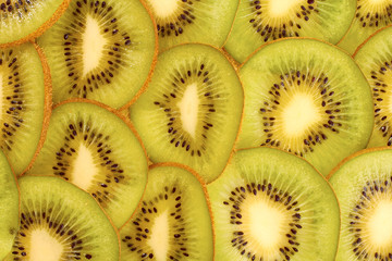 Background with green kiwi slices