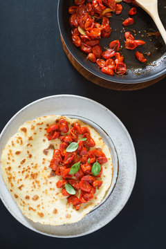 Omelet with oven roasted cherry tomatoes