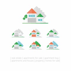 Housing - variants of houses on a white background.