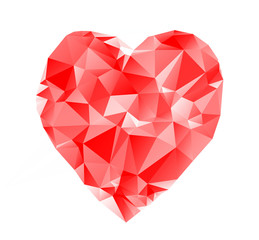 Naklejka na ściany i meble Triangulated red heart, low poly rendered design