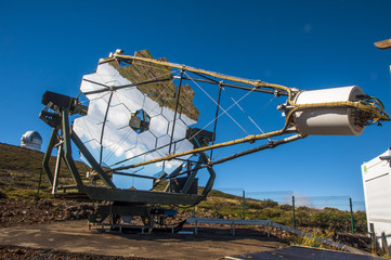 Daytime telescope against of bright blue sky