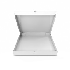 White empty pizza box isolated on white background. 3d illustration