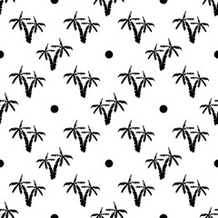 Seamless pattern background with hand drawn palm trees, summer semless, background, vector illustration