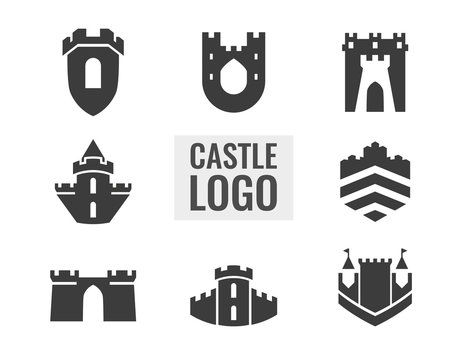  Set of castle, fortress vector logo. Logo for your business.