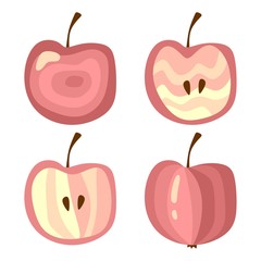 Set of apples isolated on white background. Vector illustration.