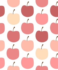 Seamless pattern with colorful apples on white background. Vector background.
