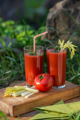 Tomato juice in glasses