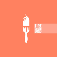 Fire brush vector symbol icon or logo. 