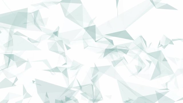 Grey and white triangles. Computer generated polygonal loop abstract geometrical motion background.
