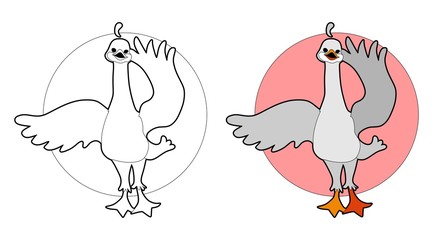 Coloring book with swan. Cartoon vector illustration for children
