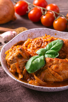 Chicken stewed with tomato