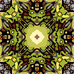 Seamless pattern with muzzles of fantastic creatures. Vector illustration