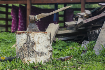 Axe on log