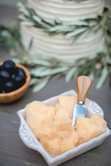 cheese slices and olives