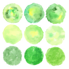 Set of watercolor green logo.