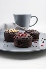 Chocolate muffins with different topping