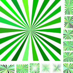 Green white ray burst background set