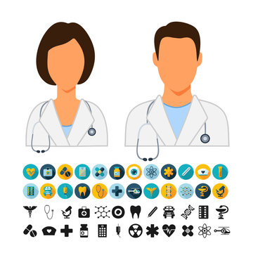 Doctors / Physicians Icons set. 