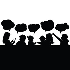 children with speech bubble silhouette illustration