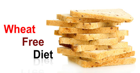 Toast bread isolated on white. Health and diet concept