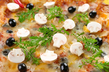 Freshly homemade pizza closeup