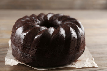 Chocolate muffin cake, on the table