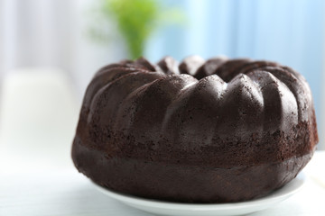 Chocolate muffin cake, on the table