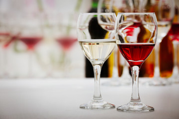 Glasses with different kind of wine