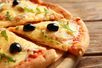 Fresh baked pizza, close up